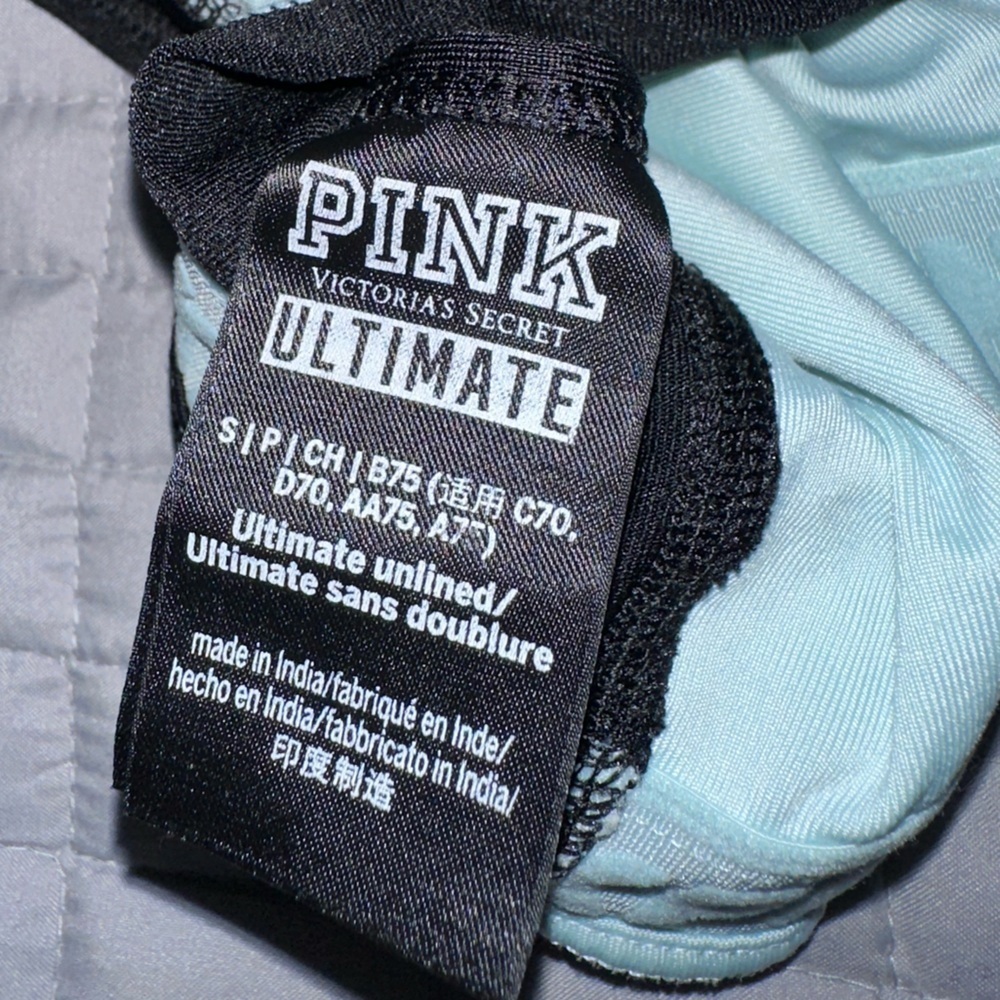 PINK Victoria's Secret Women's Black and Mint Green Sports Bra - Picture 3 of 4